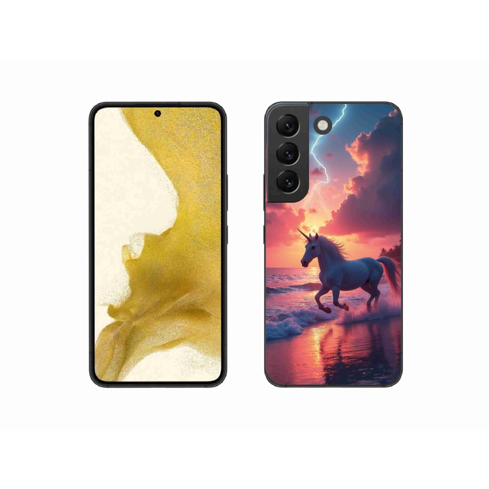 Zselés borítás mmCase Samsung Galaxy S22 5G - egyszarvú a tengerparton