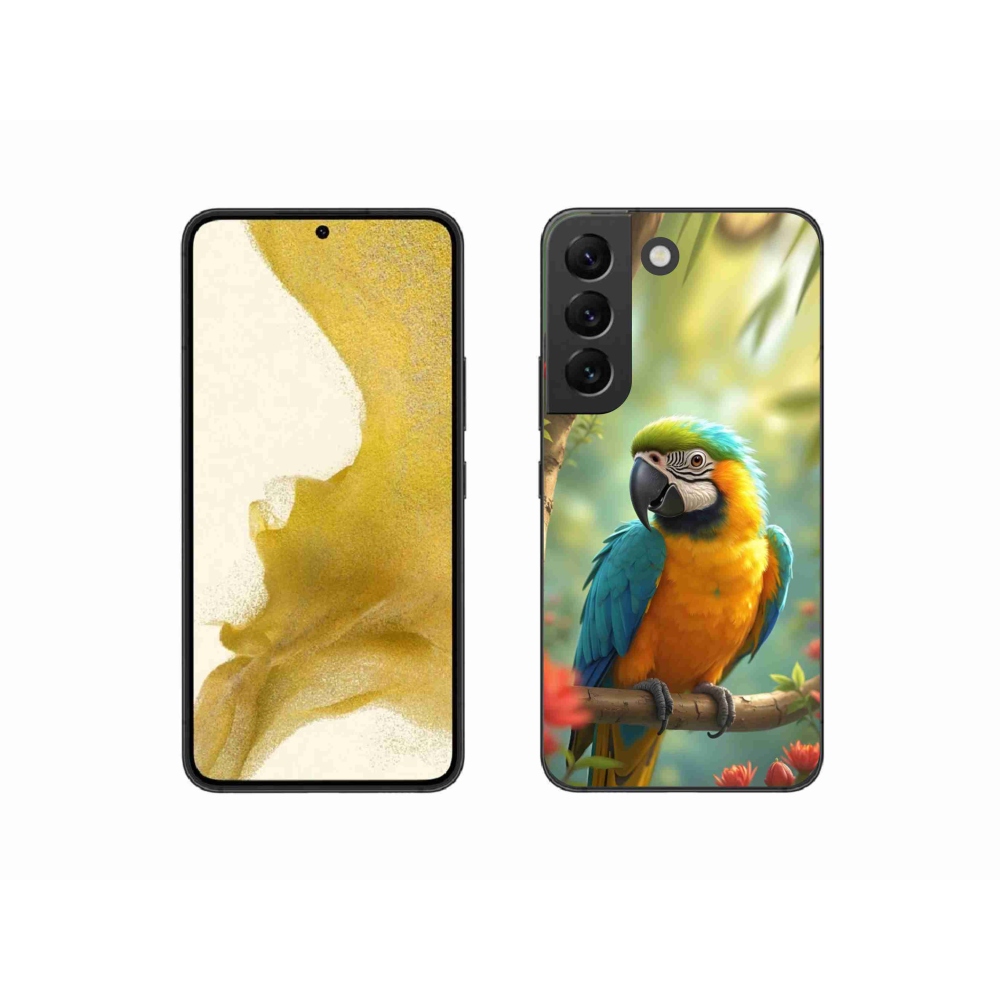 Zselés borítás mmCase Samsung Galaxy S22 5G - papagáj ara kék és sárga