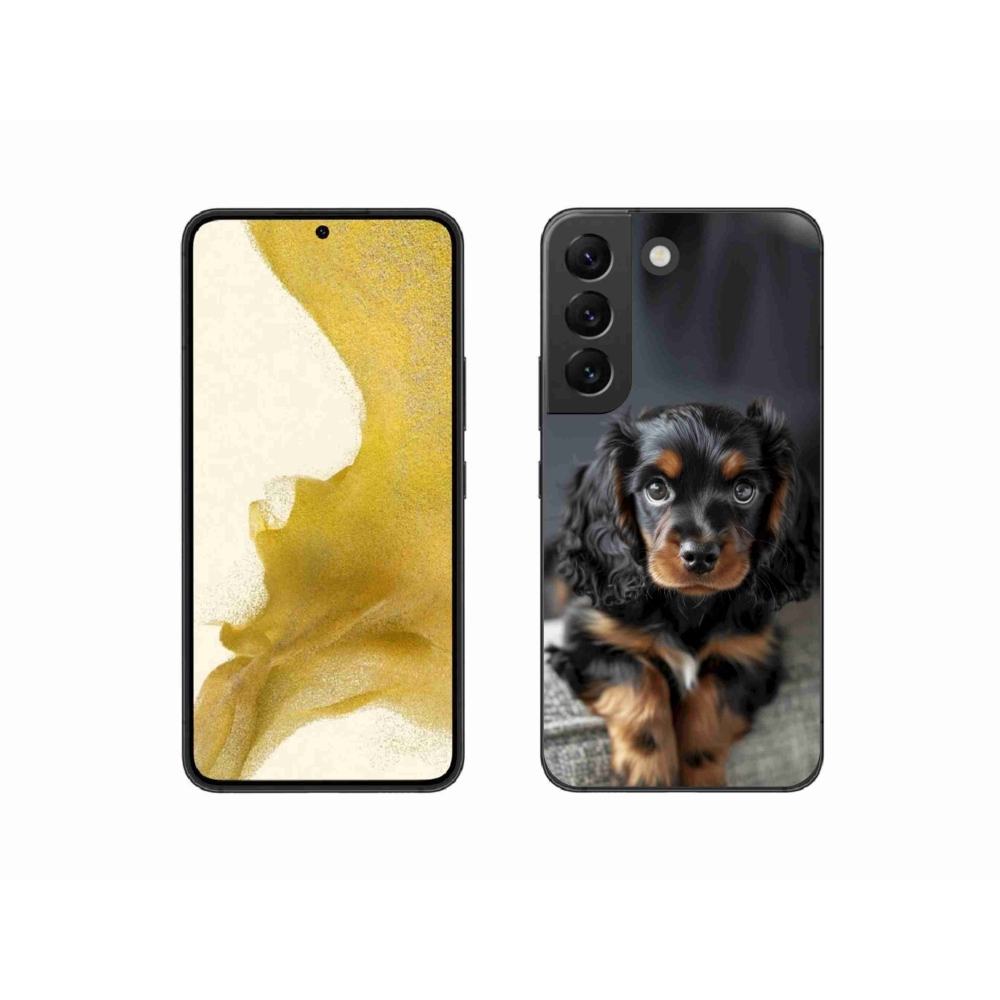 Gél borítás mmCase Samsung Galaxy S22 5G - aranyos hosszúszőrű tacskóhoz