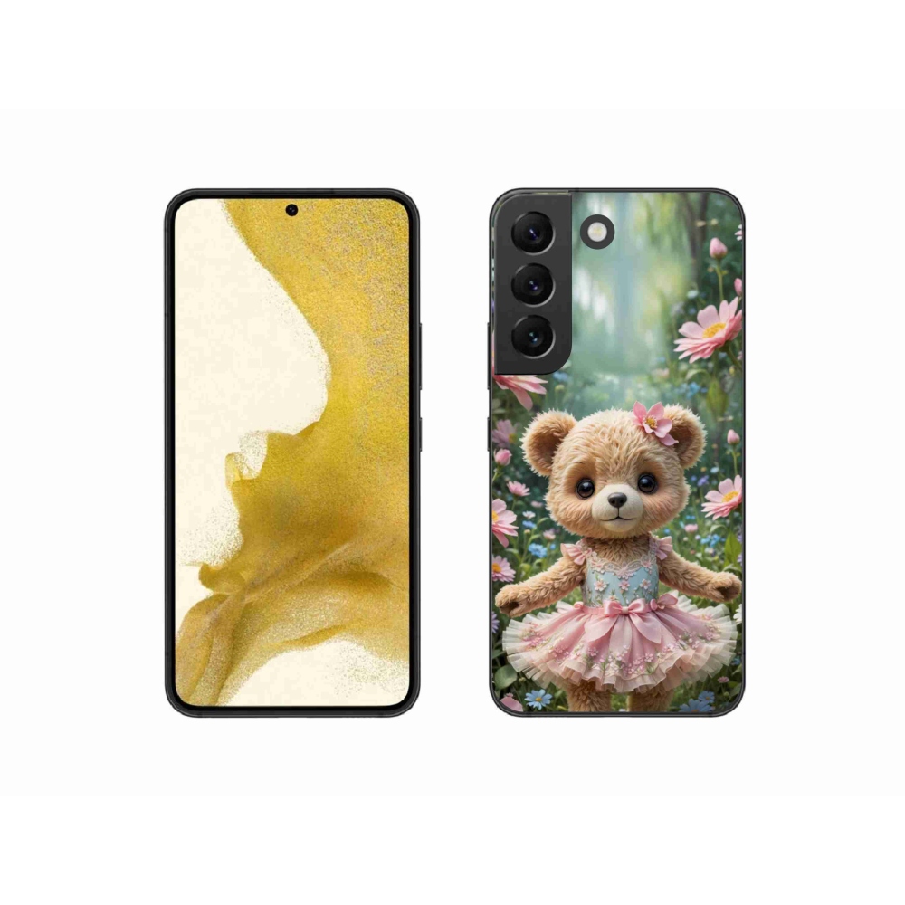 Gél borítás mmCase Samsung Galaxy S22 5G - aranyos mackó virágokkal