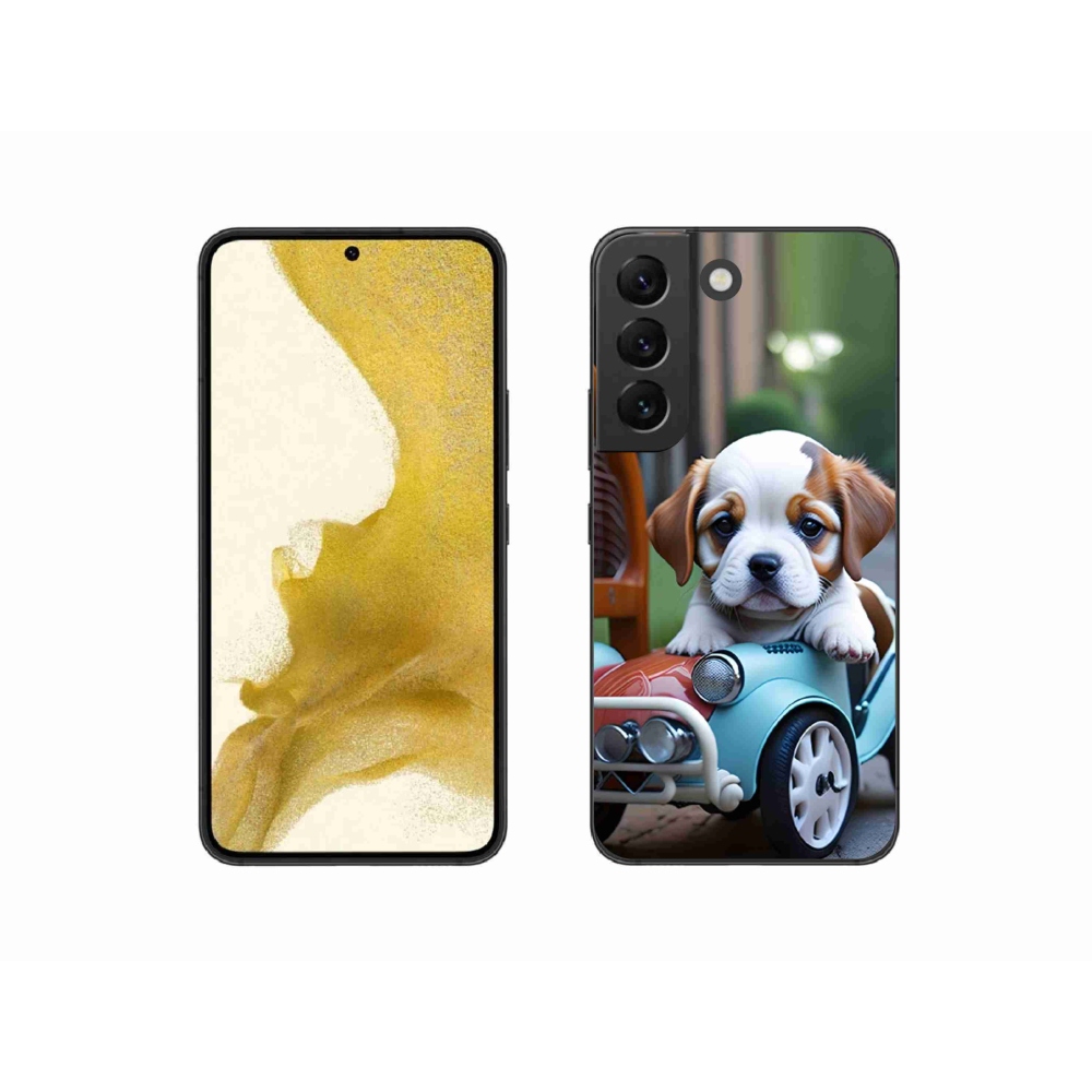 Gél borítás mmCase Samsung Galaxy S22 5G - kiskutya retro autóban