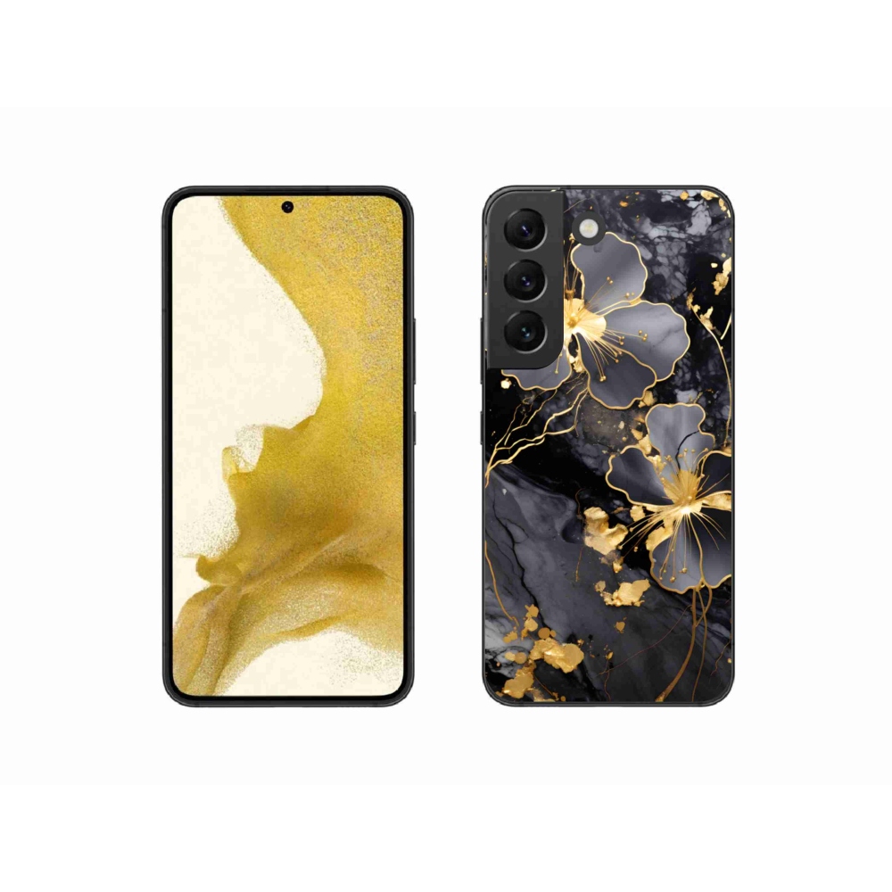 Zselés borítás mmCase Samsung Galaxy S22 5G - arany virágok