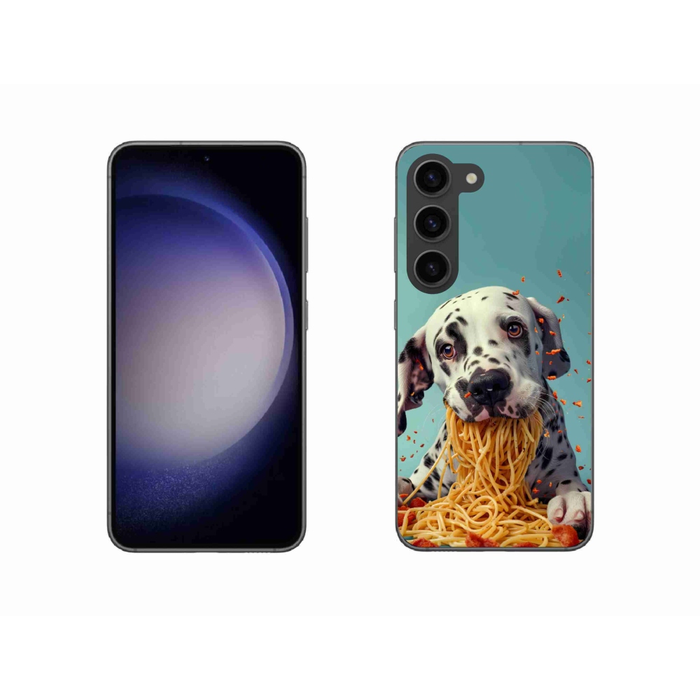 Zselés borítás mmCase Samsung Galaxy S23 5G - dalmatin és spagetti
