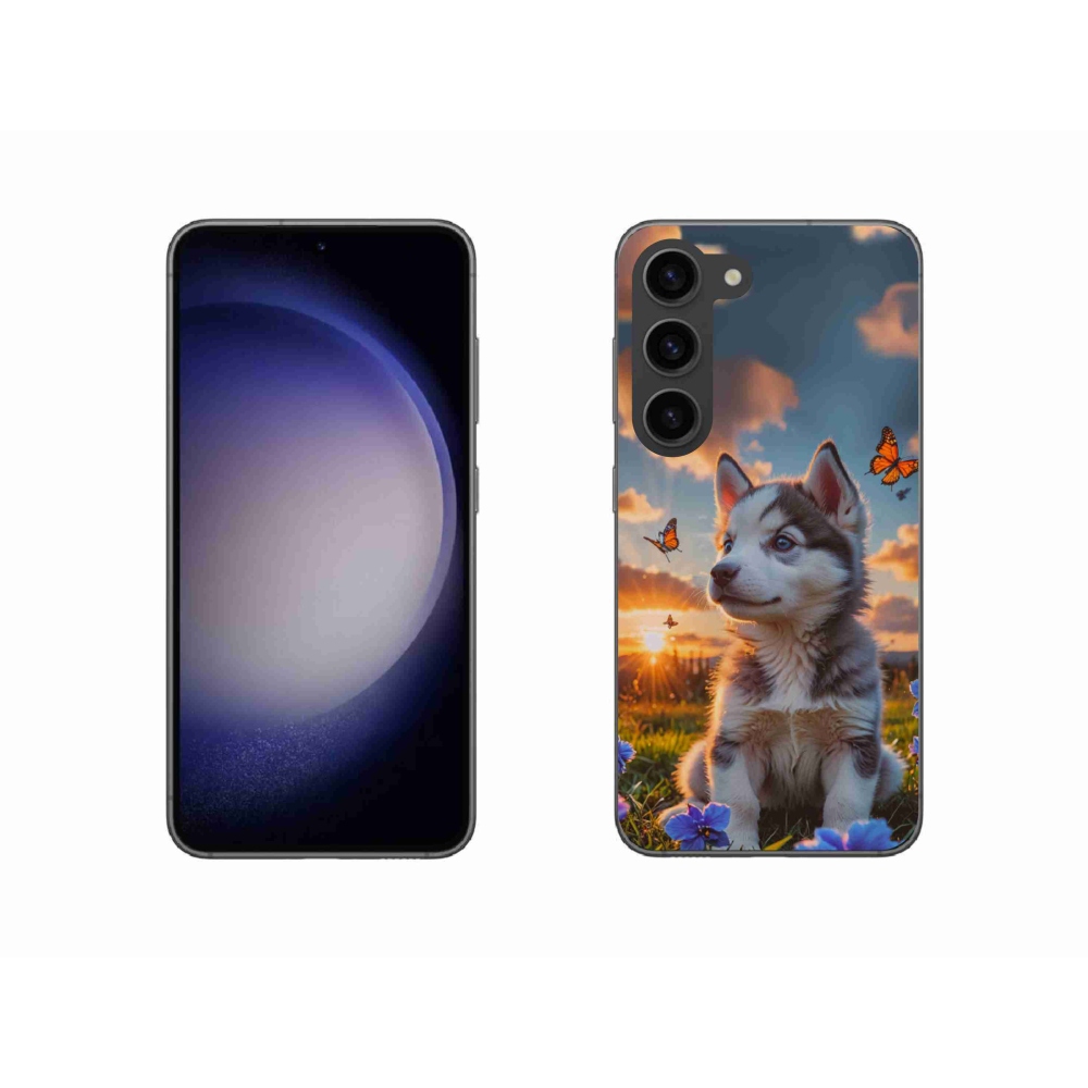 Gél borítás mmCase Samsung Galaxy S23 5G - husky a naplementében