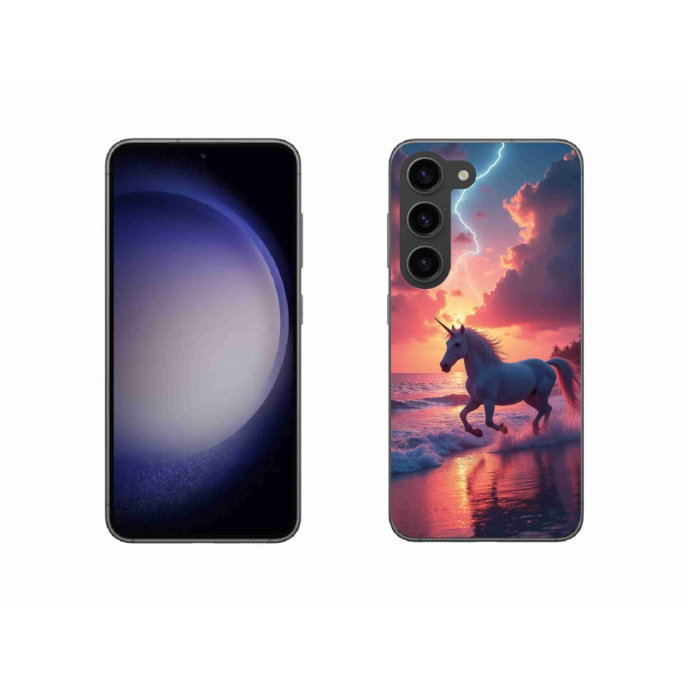 Zselés borítás mmCase Samsung Galaxy S23 5G - egyszarvú a tengerparton