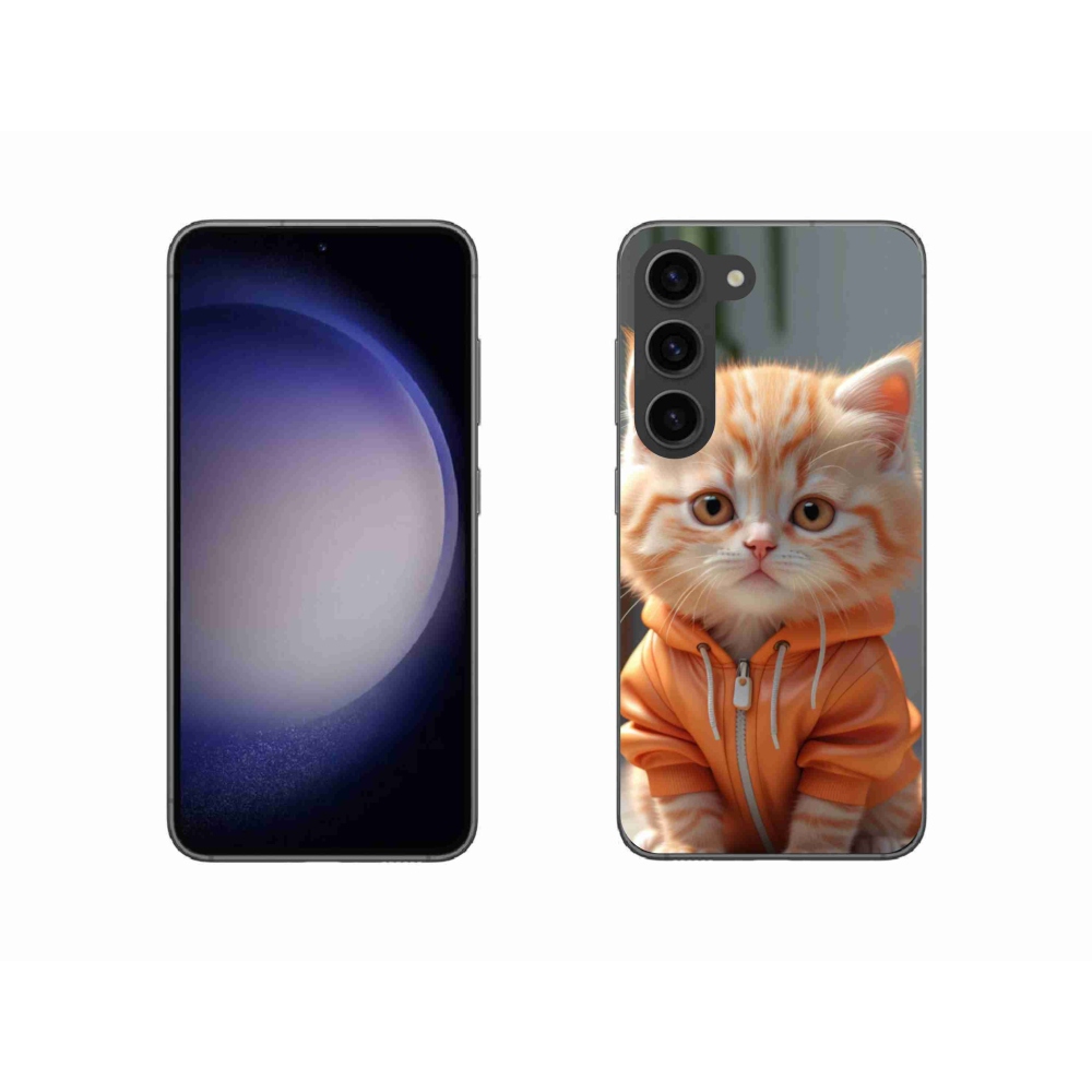 Gél borítás mmCase Samsung Galaxy S23 5G - cica melegítőben mmCase Samsung Galaxy S23 5G-hez