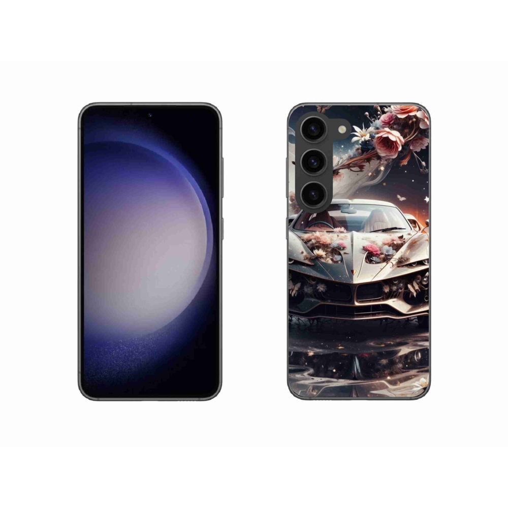 Gél borítás mmCase Samsung Galaxy S23 5G - virágos sportkocsihoz