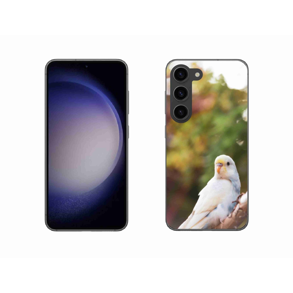 Zselés borítás mmCase Samsung Galaxy S23 5G - papagáj andulka fehér