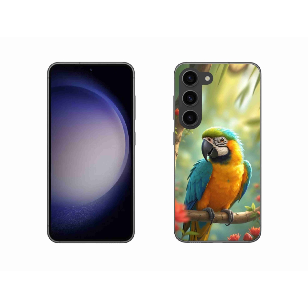 Zselés borítás mmCase Samsung Galaxy S23 5G - papagáj ara kék és sárga