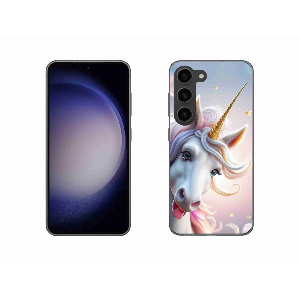 Zselés borítás mmCase Samsung Galaxy S23 5G - vidám egyszarvúhoz