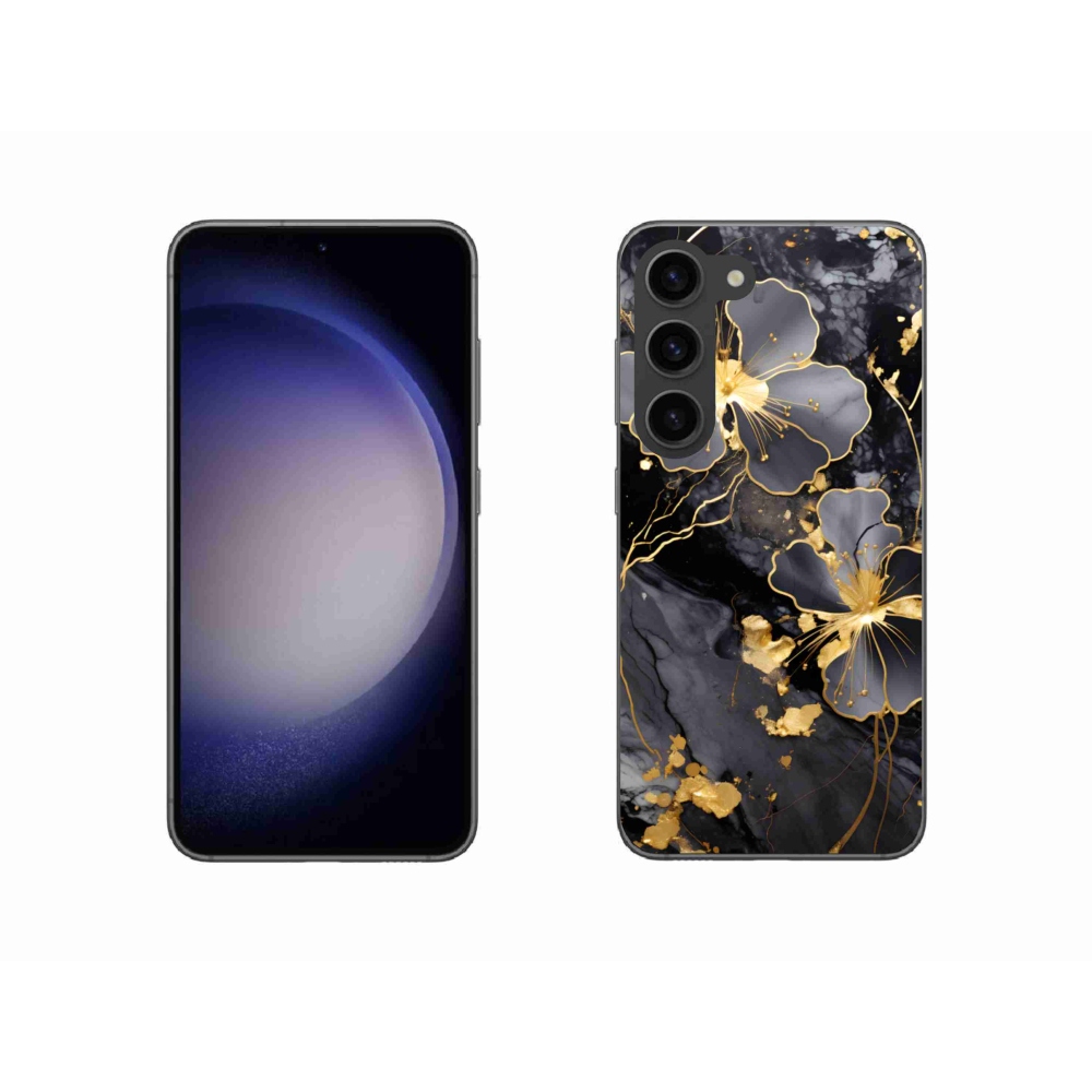 Gél borítás mmCase Samsung Galaxy S23 5G - arany virágok