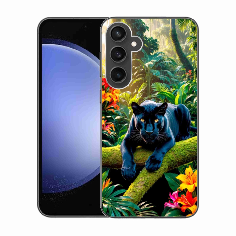 Zselés borítás mmCase Samsung Galaxy S23 FE - fekete párduc a dzsungelben