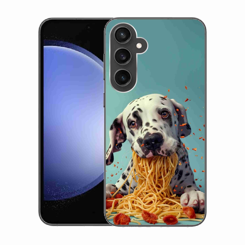 Gél borítás mmCase Samsung Galaxy S23 FE készülékhez - Dalmata és spagetti