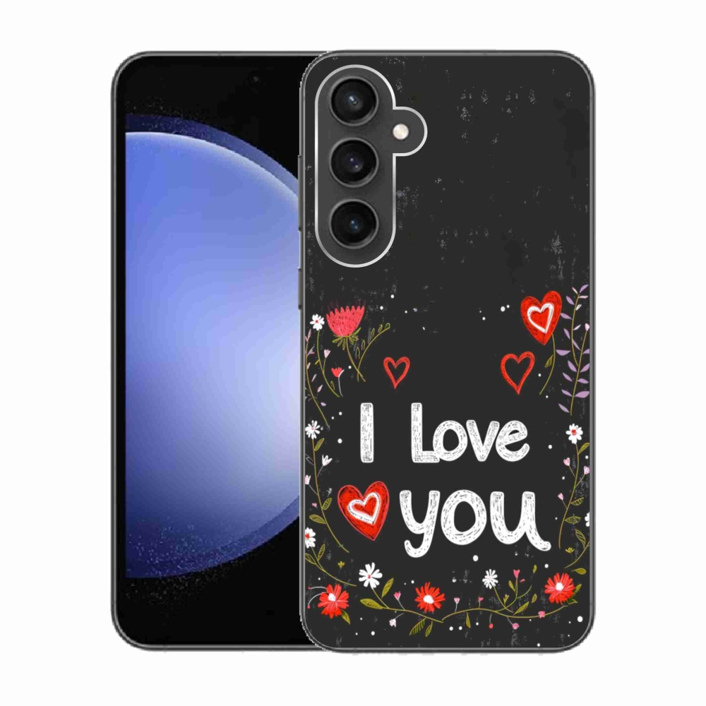 Gél borítás mmCase Samsung Galaxy S23 FE - I love you fekete háttérrel