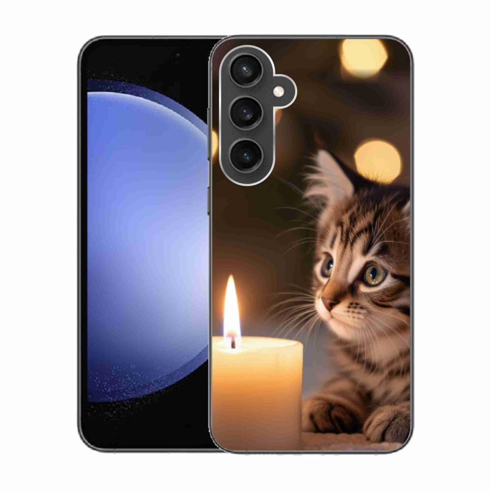 Gél borítás mmCase Samsung Galaxy S23 FE készülékhez - cica és gyertya