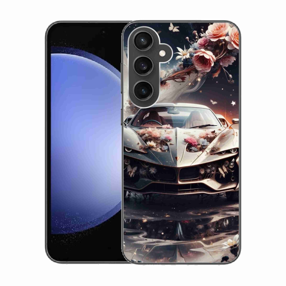 Gél borítás mmCase Samsung Galaxy S23 FE - virágos sportkocsihoz