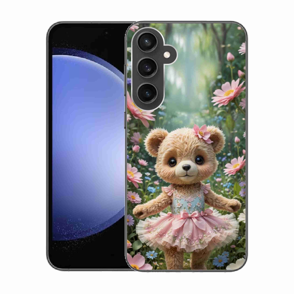 Gél borítás mmCase Samsung Galaxy S23 FE készülékhez - aranyos mackó virágokkal