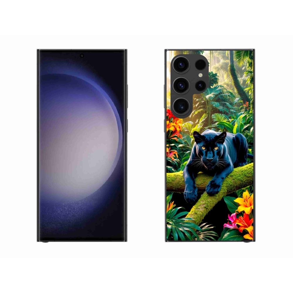 Zselés borítás mmCase Samsung Galaxy S23 Ultra 5G - fekete párduc a dzsungelben