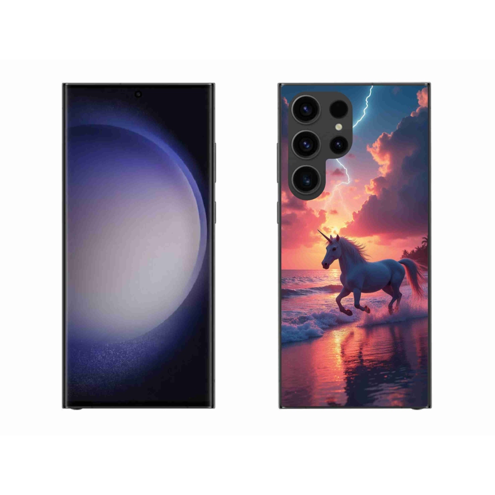 Zselés borítás mmCase Samsung Galaxy S23 Ultra 5G - egyszarvú a tengerparton