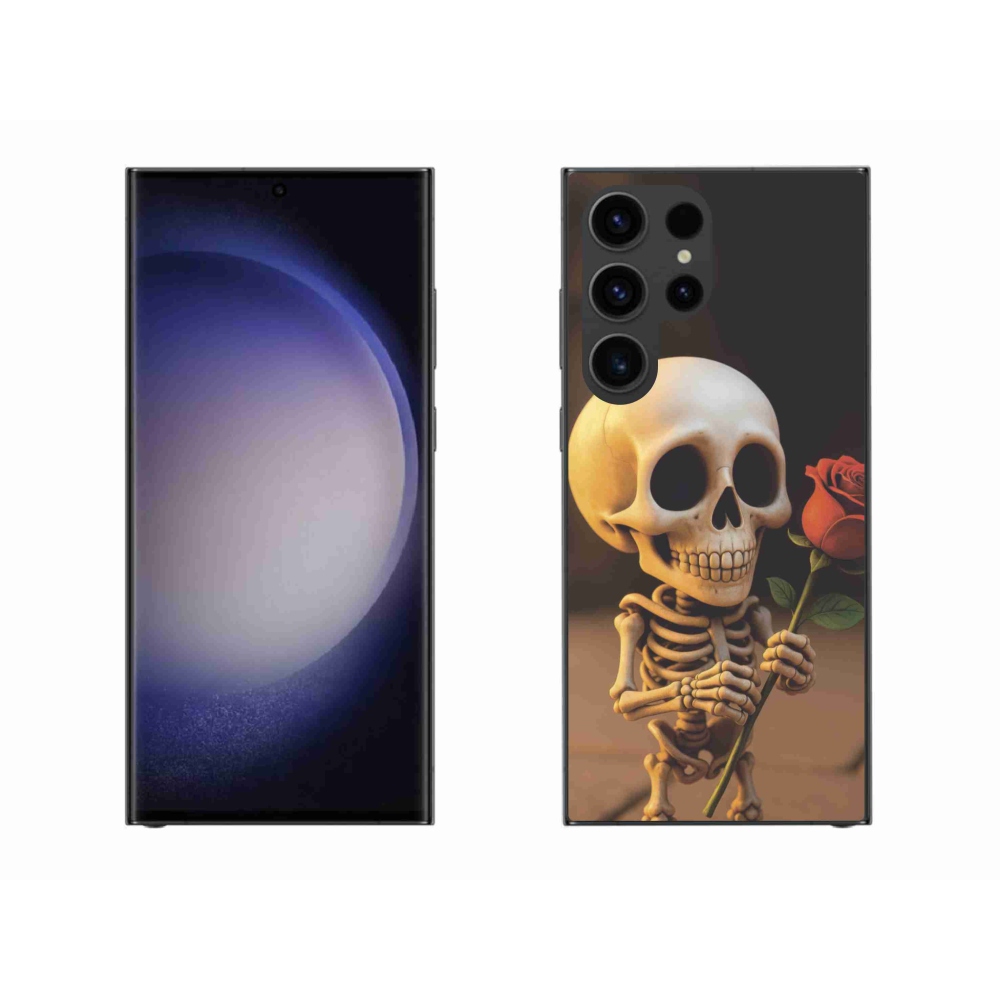 Gél borító mmCase Samsung Galaxy S23 Ultra 5G - csontváz rózsával mmCase Samsung Galaxy S23 Ultra 5G - csontváz rózsával