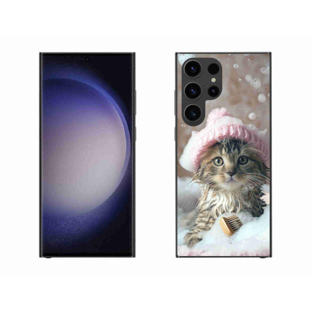 Gél borítás mmCase Samsung Galaxy S23 Ultra 5G - cica és fürdő