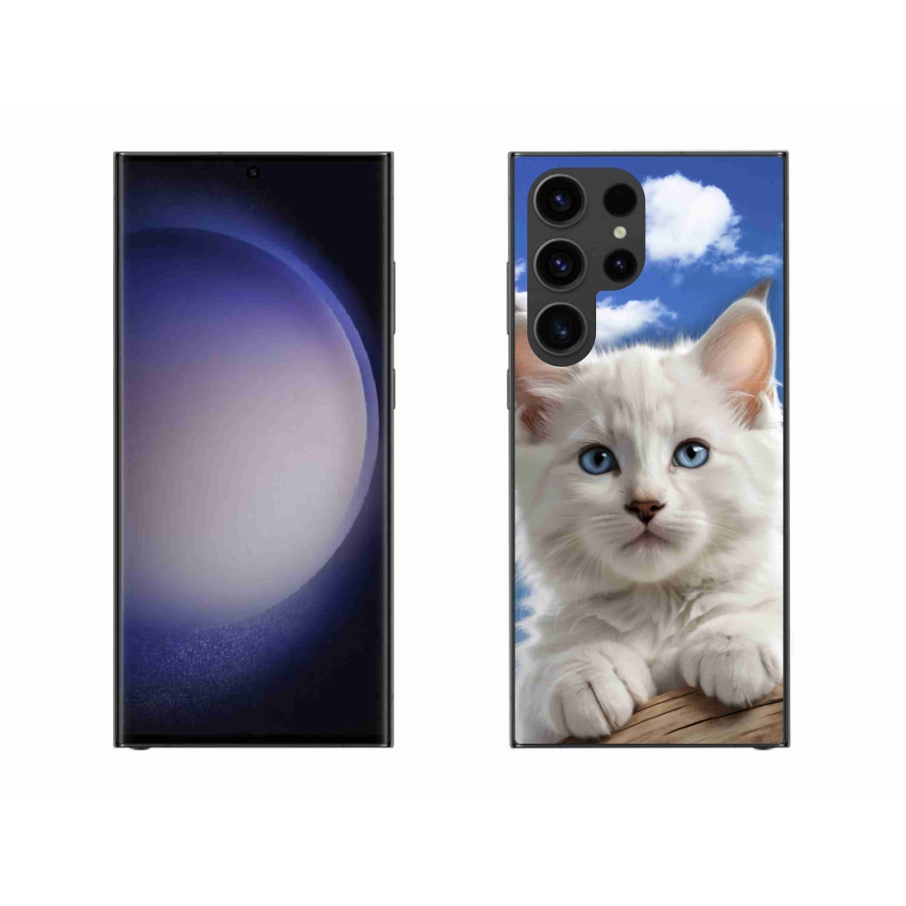 Gél borítás mmCase Samsung Galaxy S23 Ultra 5G készülékhez - cica és felhők