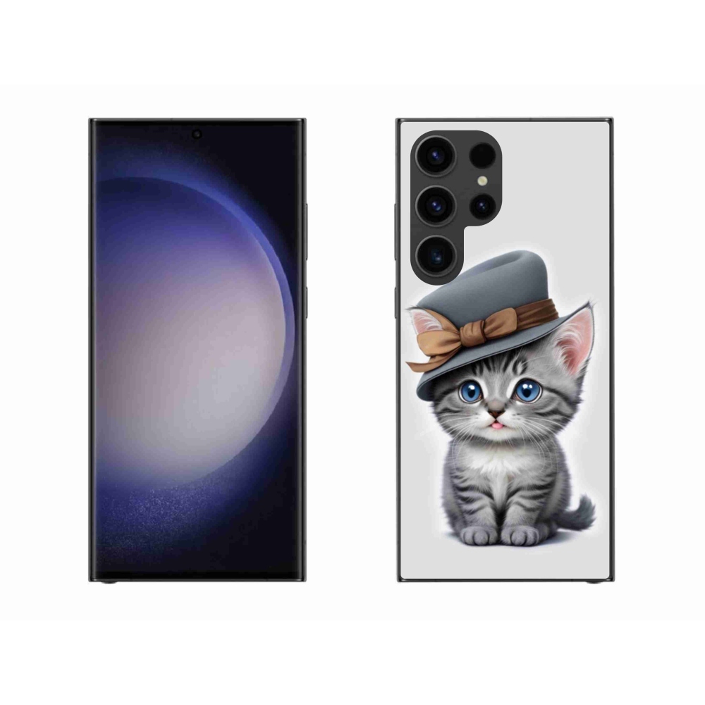 Gél borítás mmCase Samsung Galaxy S23 Ultra 5G - cica sapkával