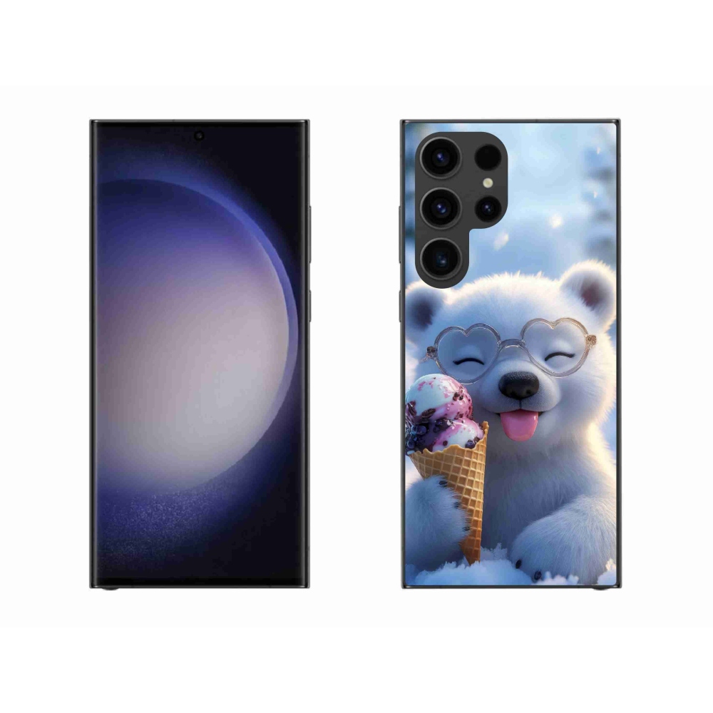 Zselés borítás mmCase Samsung Galaxy S23 Ultra 5G készülékhez - mackó fagylalttal