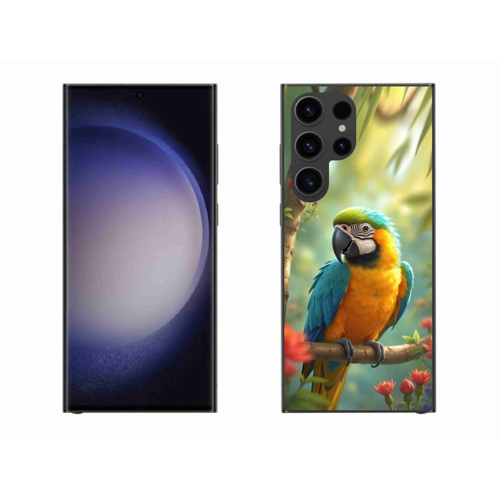 Zselés borítás mmCase Samsung Galaxy S23 Ultra 5G - papagáj ara kék és sárga