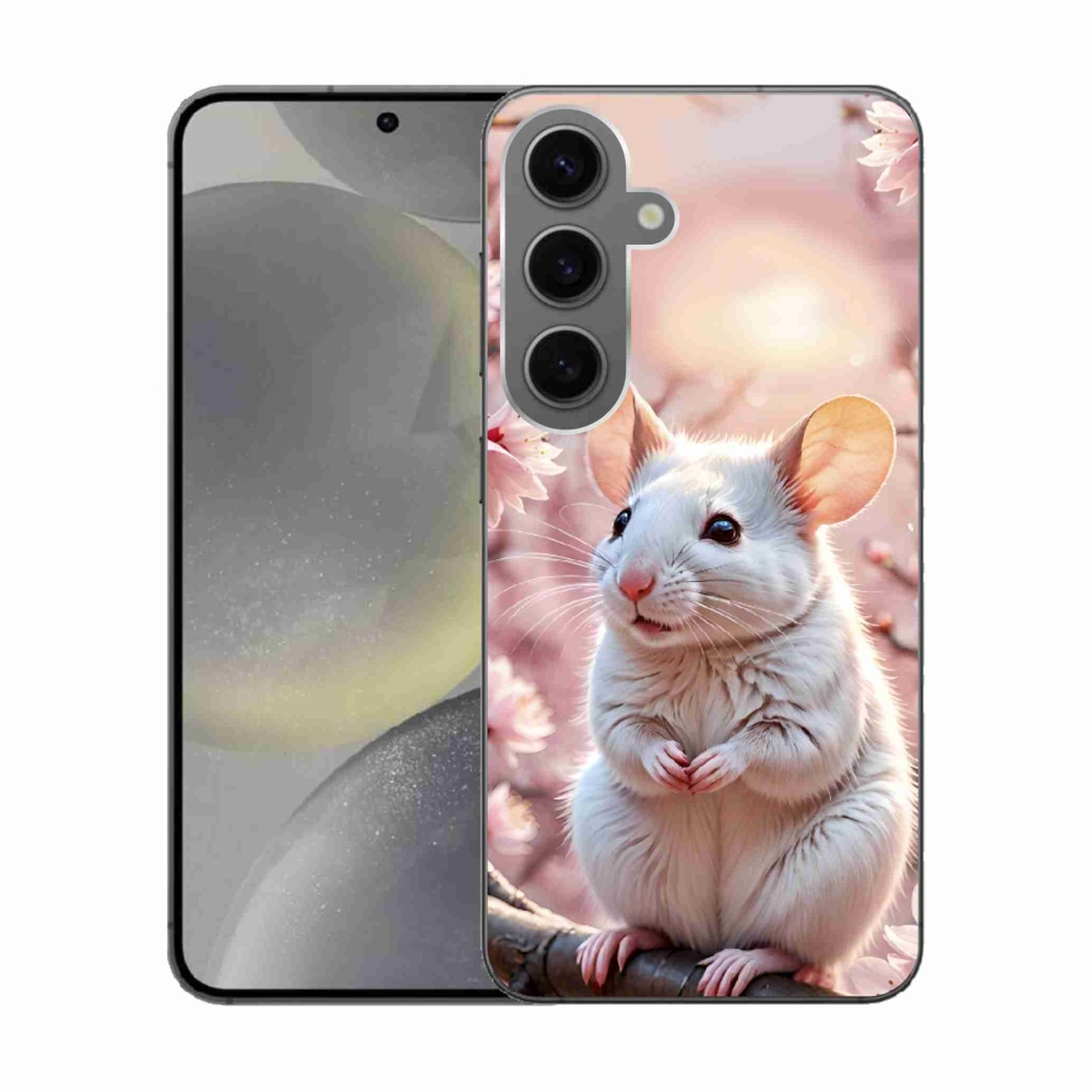 Zselés borítás mmCase Samsung Galaxy S24 készülékhez - fehér egér az ágon