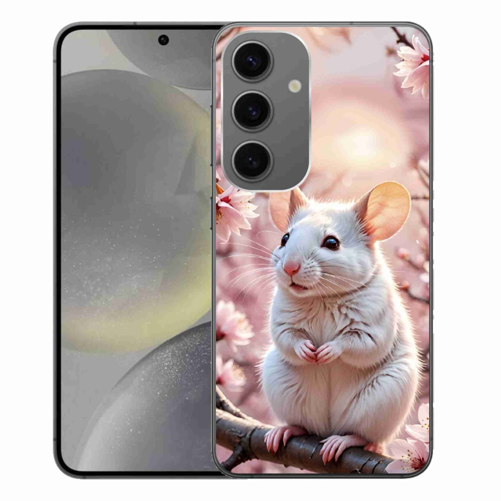 Zselés borítás mmCase Samsung Galaxy S24+ készülékhez - fehér egér az ágon
