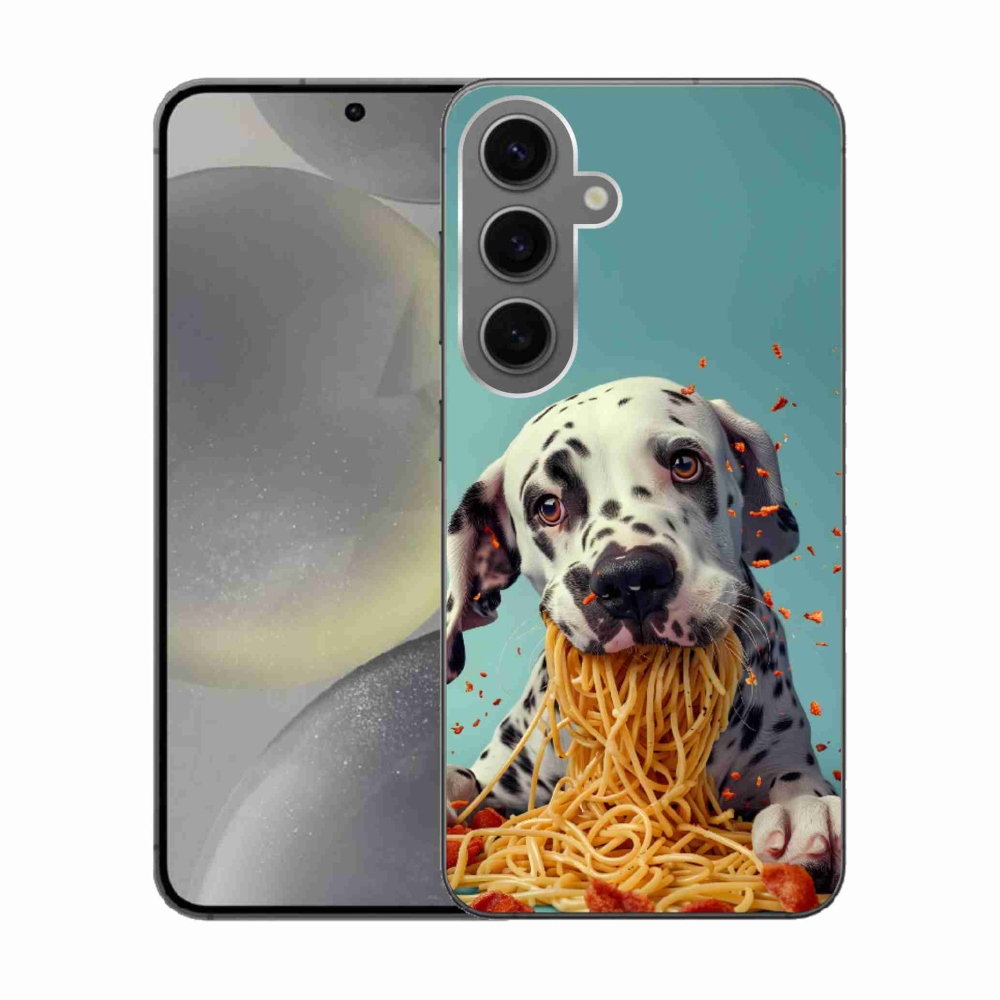 Zselés borítás mmCase Samsung Galaxy S24 készülékhez - Dalmát és spagetti