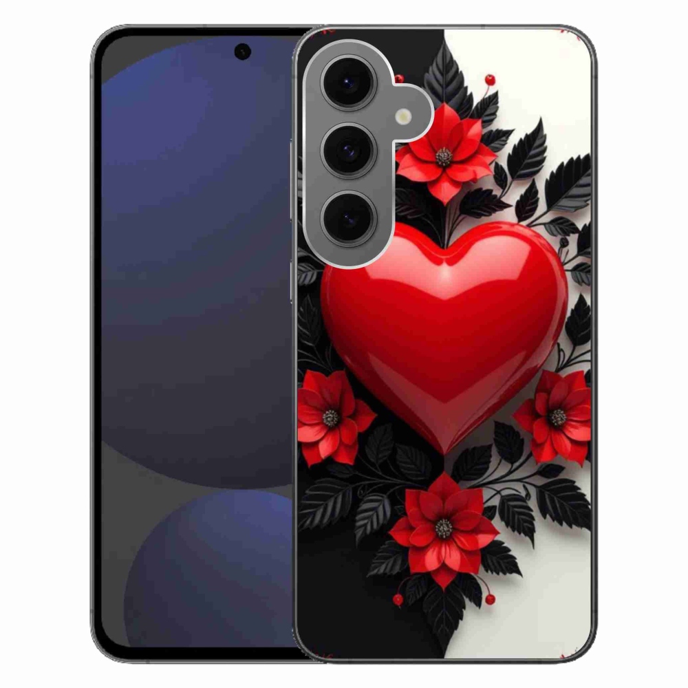 Gél védőhuzat mmCase Samsung Galaxy S24 FE készülékhez - piros szív