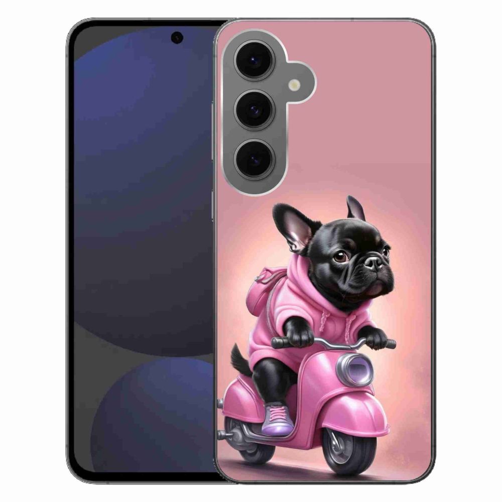 Zselés borítás mmCase Samsung Galaxy S24 FE - Francia bulldog egy robogón