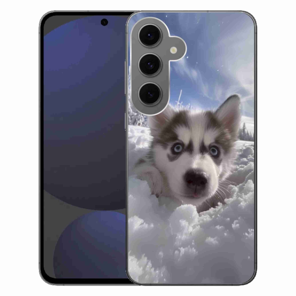 Gél borítás mmCase Samsung Galaxy S24 FE készülékhez - husky a hóban