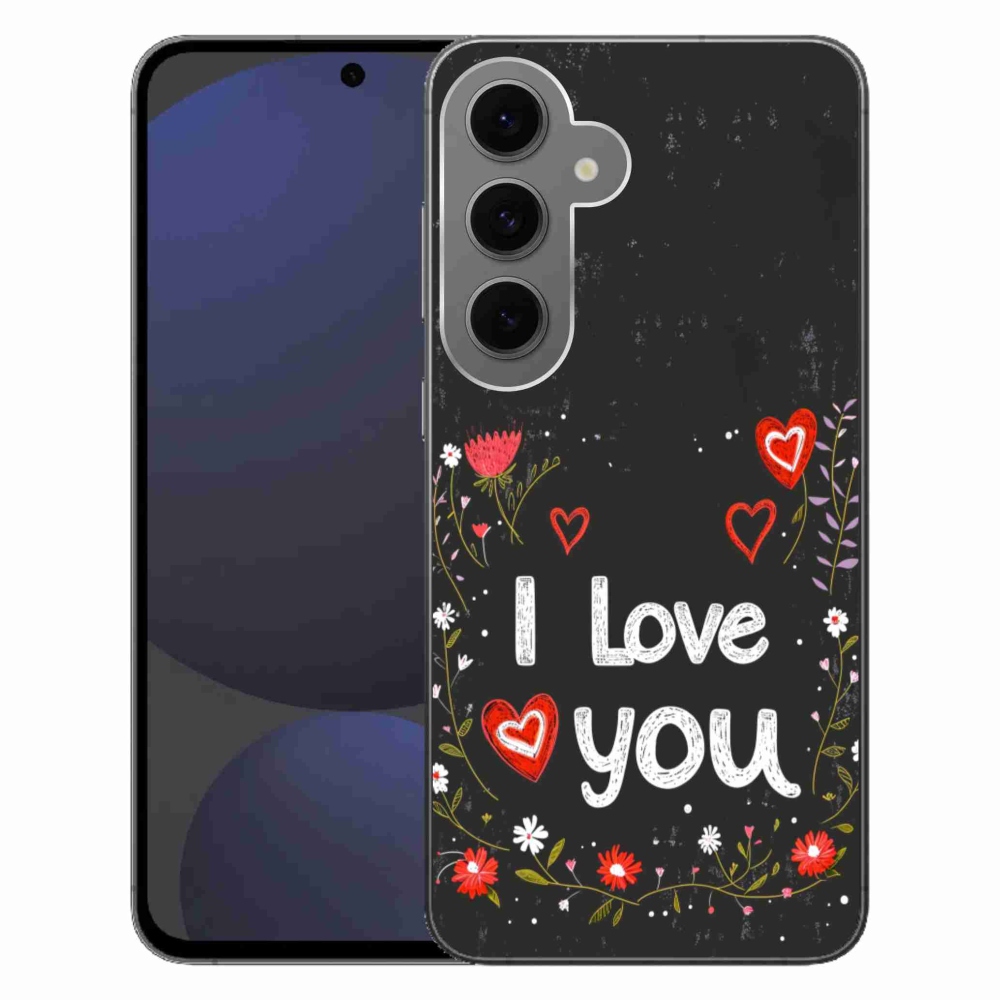 Gél borítás mmCase Samsung Galaxy S24 FE - I love you fekete háttérrel