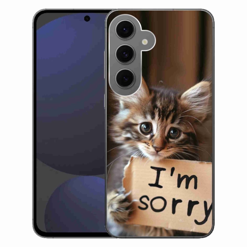 Zselés borítás mmCase Samsung Galaxy S24 FE készülékhez - macska bocsánatkérés