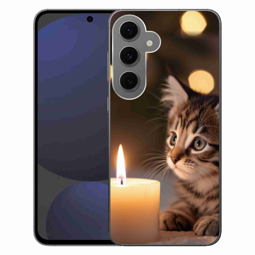 Gél borítás mmCase Samsung Galaxy S24 FE készülékhez - cica és gyertya