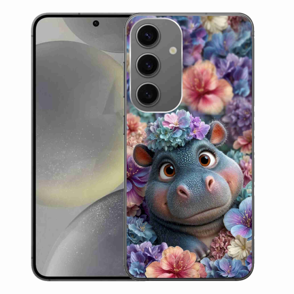 Zselés borítás mmCase Samsung Galaxy S24+ készülékhez - víziló virágokkal