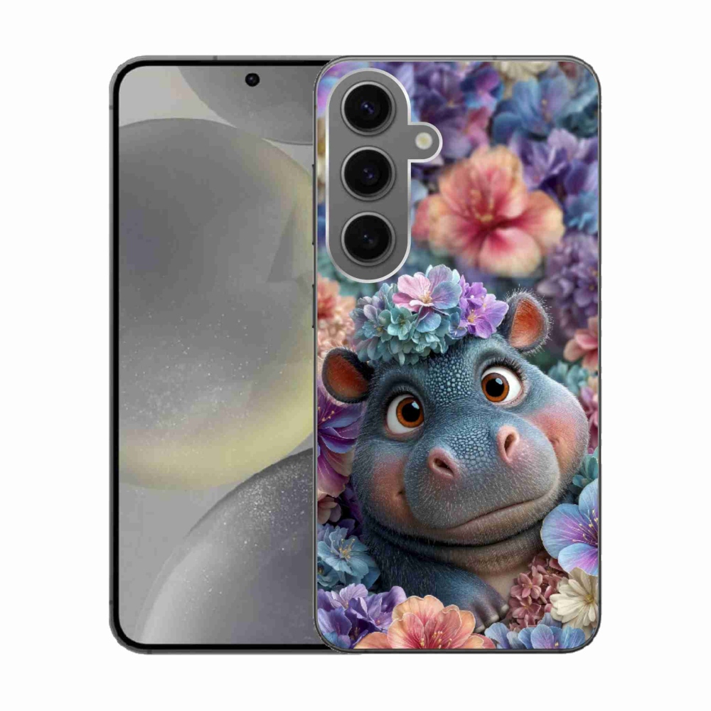Zselés borítás mmCase Samsung Galaxy S24 készülékhez - víziló virágokkal