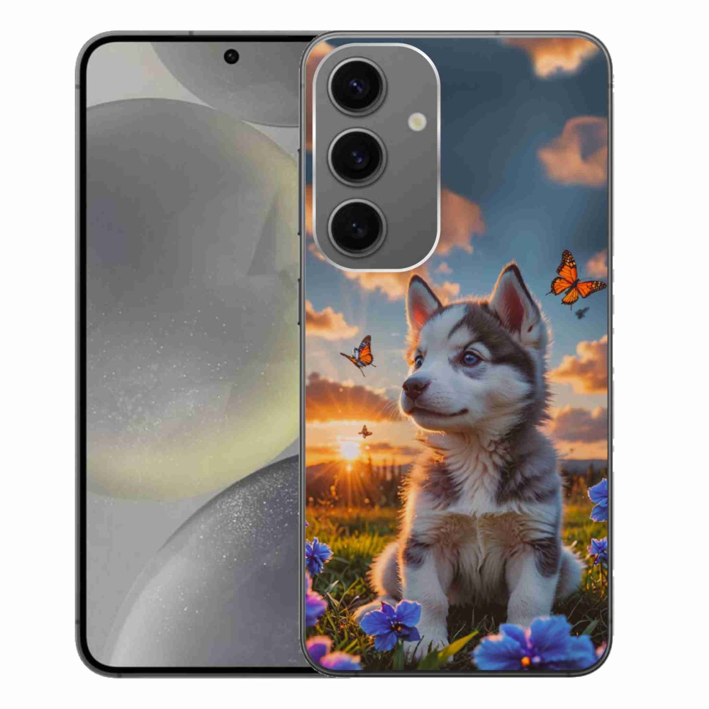 Gél borítás mmCase Samsung Galaxy S24+ készülékhez - husky a naplementében