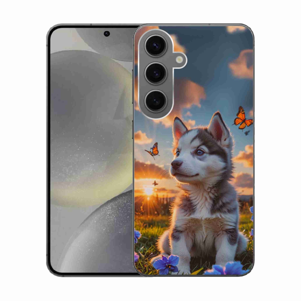 Gél borítás mmCase Samsung Galaxy S24 készülékhez - husky a naplementében