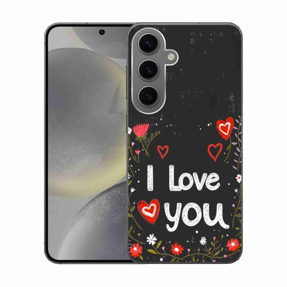 Gél borítás mmCase Samsung Galaxy S24 készülékhez - I love you fekete háttérrel
