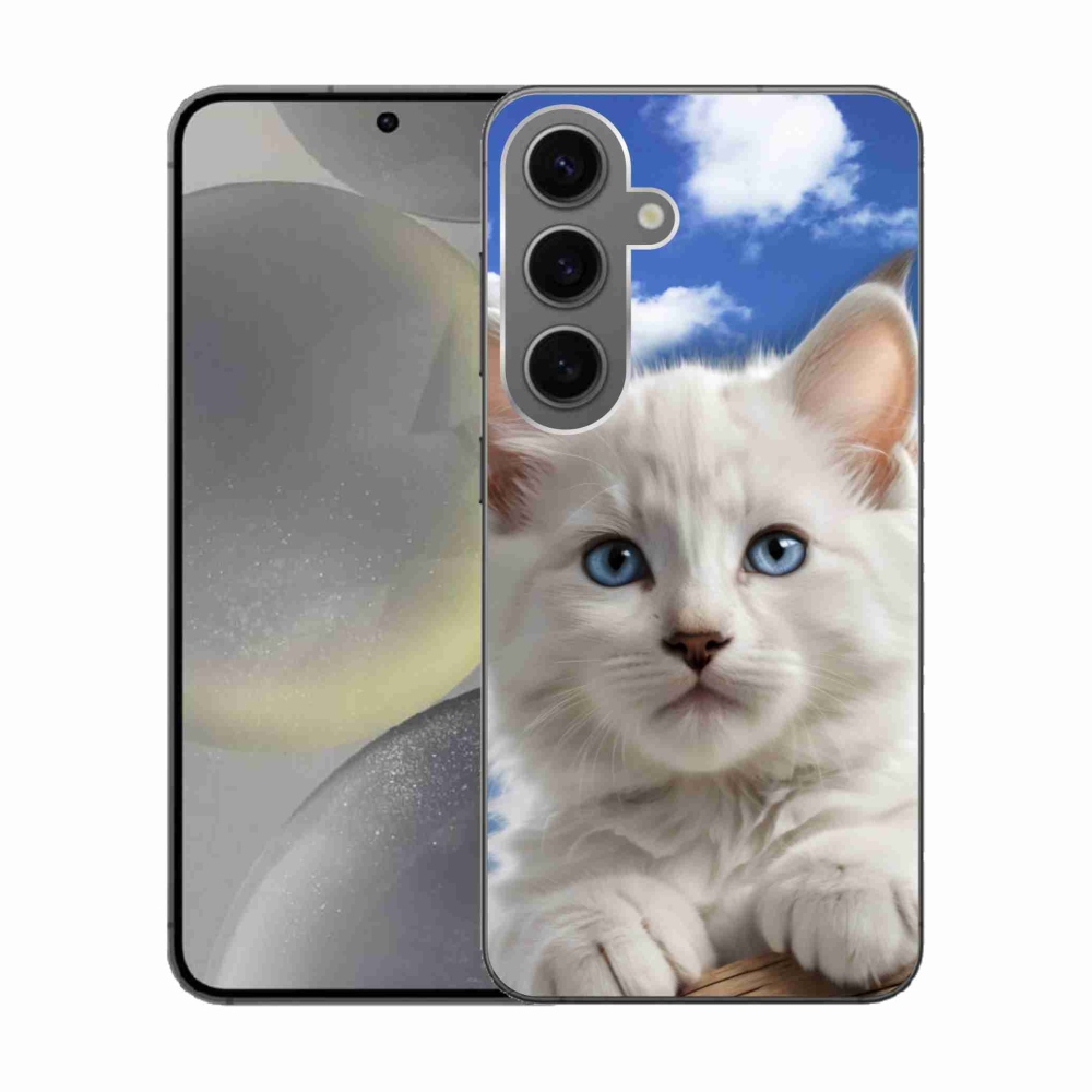 Gél borítás mmCase Samsung Galaxy S24 készülékhez - cica és felhők