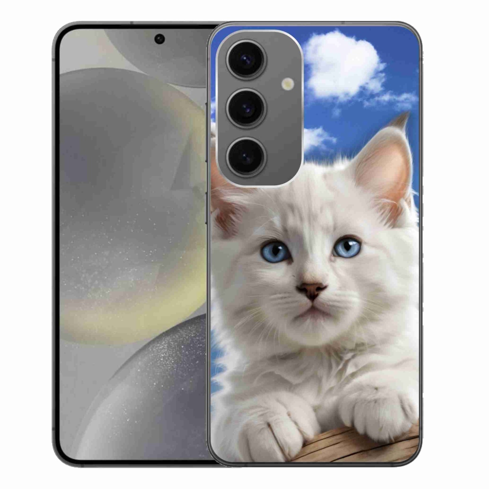 Gél borítás mmCase Samsung Galaxy S24+ készülékhez - cica és felhők