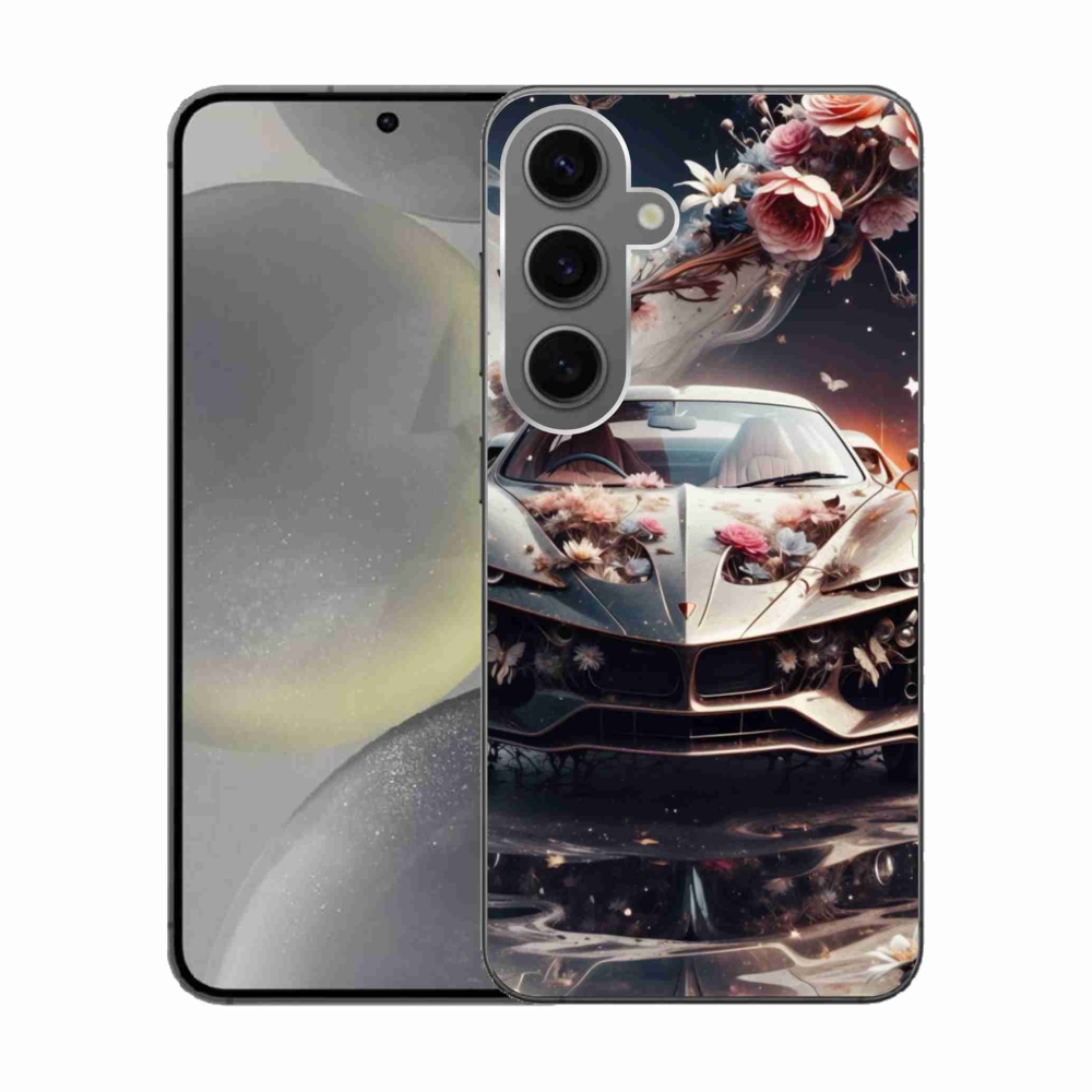 Gél borítás mmCase Samsung Galaxy S24 készülékhez - virágos sportkocsi