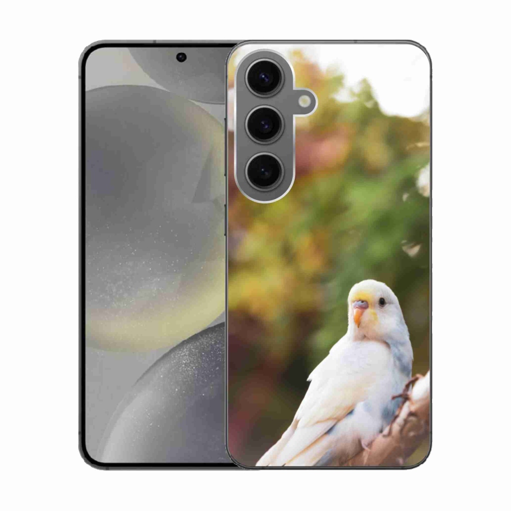 Zselés borítás mmCase Samsung Galaxy S24 készülékhez - papagáj andulka fehér