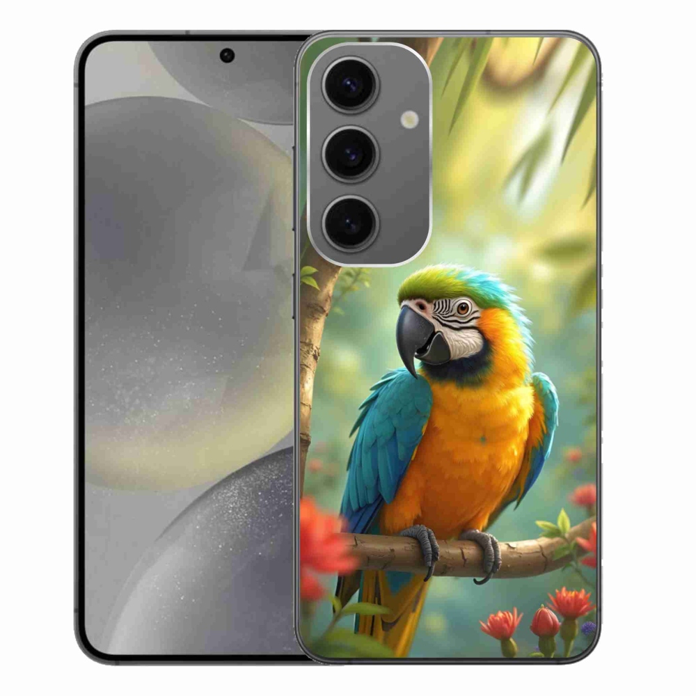 Zselés borítás mmCase Samsung Galaxy S24+ - papagáj ara kék és sárga