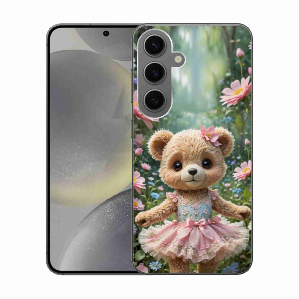 Gél borítás mmCase Samsung Galaxy S24 készülékhez - aranyos mackó virágokkal