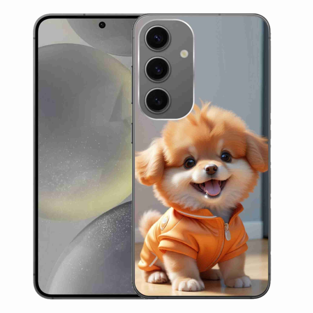 Zselés borítás mmCase Samsung Galaxy S24+ készülékhez - aranyos pomerániai pulóverben